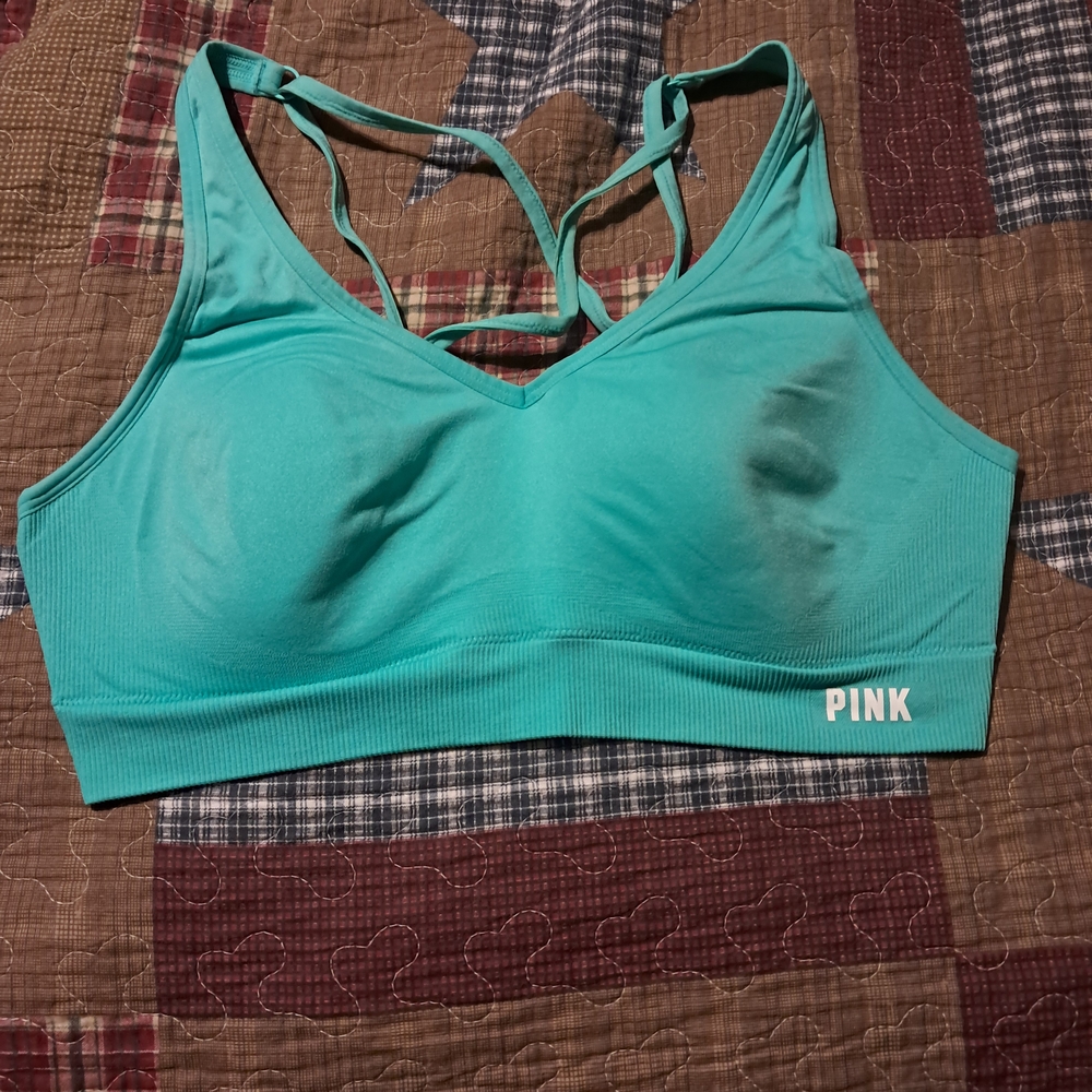 PINK Victoria's Secret Women's Teal Sports Bra